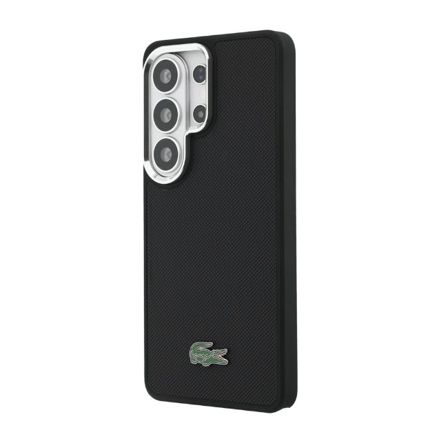Lacoste Galaxy S26 Ultra Backcover hoesje - MagSafe - Metal Edges - Iconic Petit Pique Logo - Zwart