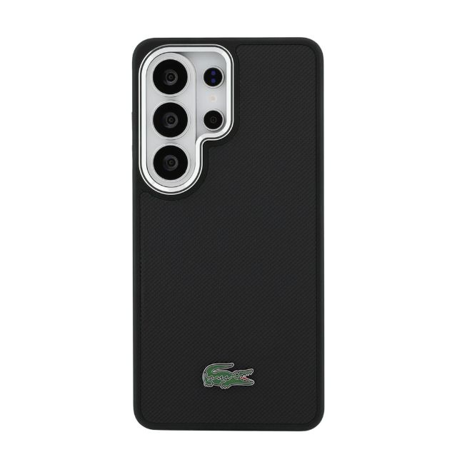 Lacoste Galaxy S26 Ultra Backcover hoesje - MagSafe - Metal Edges - Iconic Petit Pique Logo - Zwart