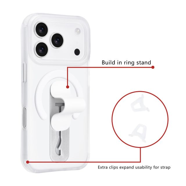 iPhone 17 Pro Backcover hoesje - Built-in Ring Stand - Antishock - Grijs