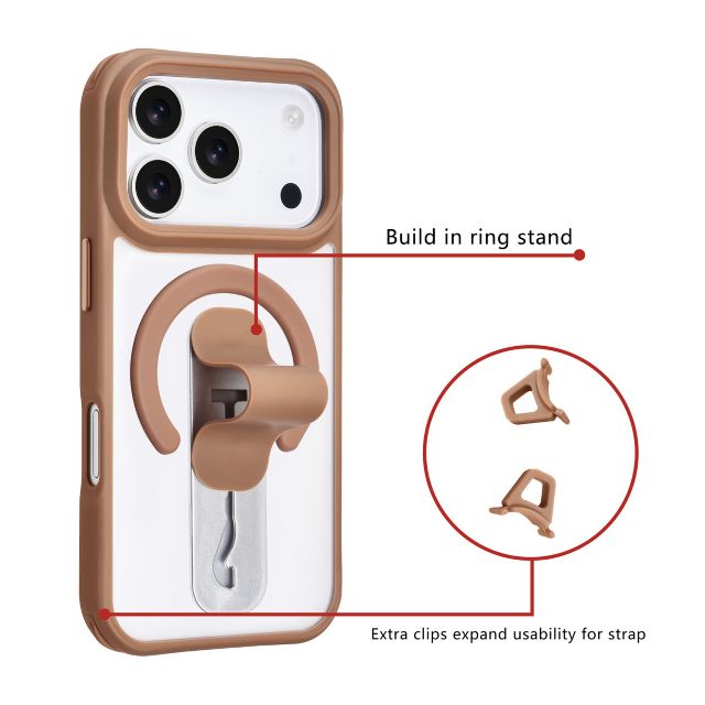 iPhone 17 Pro Backcover hoesje - Built-in Ring Stand - Antishock - Grijs