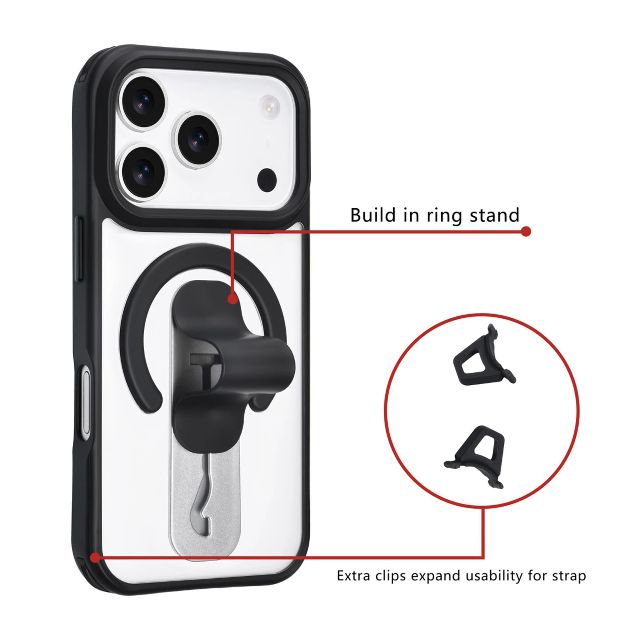 iPhone 17 Pro Backcover hoesje - Built-in Ring Stand - Antishock - Grijs