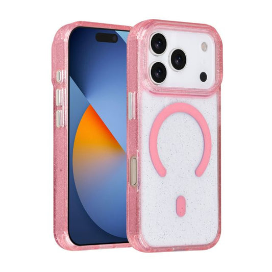 iPhone 17 Pro Backcover hoesje - Magsafe - Glitter - Hanger - Roze