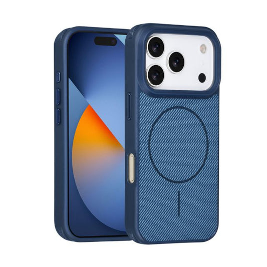 iPhone 17 Pro Backcover hoesje - Magsafe - Carbon Fiber - Shockproof - Blauw