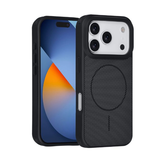 iPhone 17 Pro Backcover hoesje - Magsafe - Carbon Fiber - Shockproof - Zwart