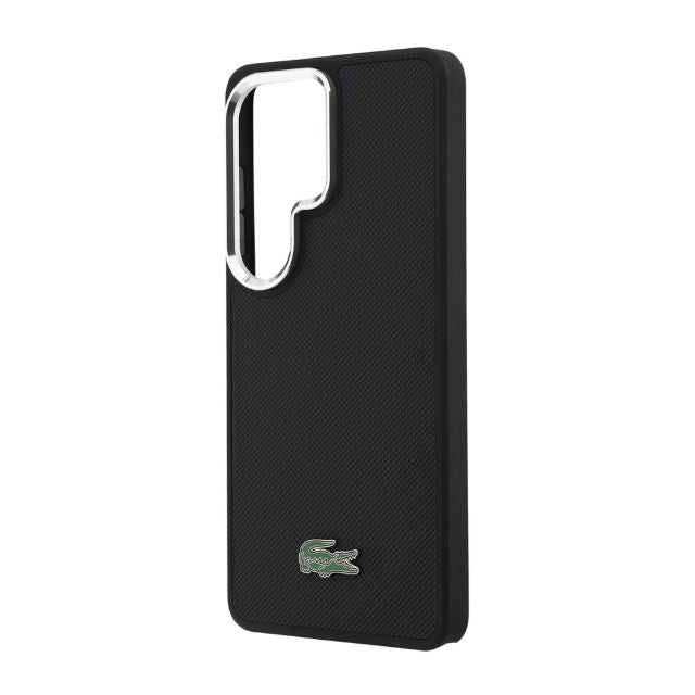 Lacoste Galaxy S26 Ultra Backcover hoesje - MagSafe - Metal Edges - Iconic Petit Pique Logo - Zwart