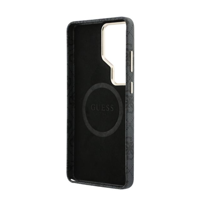 Guess Galaxy S26 Ultra Backcover hoesje - MagSafe - 4G Script Metal Logo - Gold Edge - Zwart