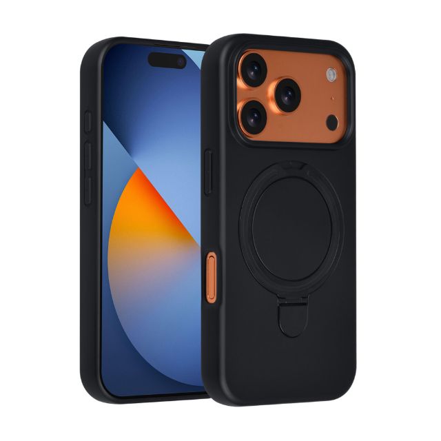 iPhone 17 Pro Backcover hoesje - Magsafe With Ring Stand - Hanger - Zwart TUNIQ