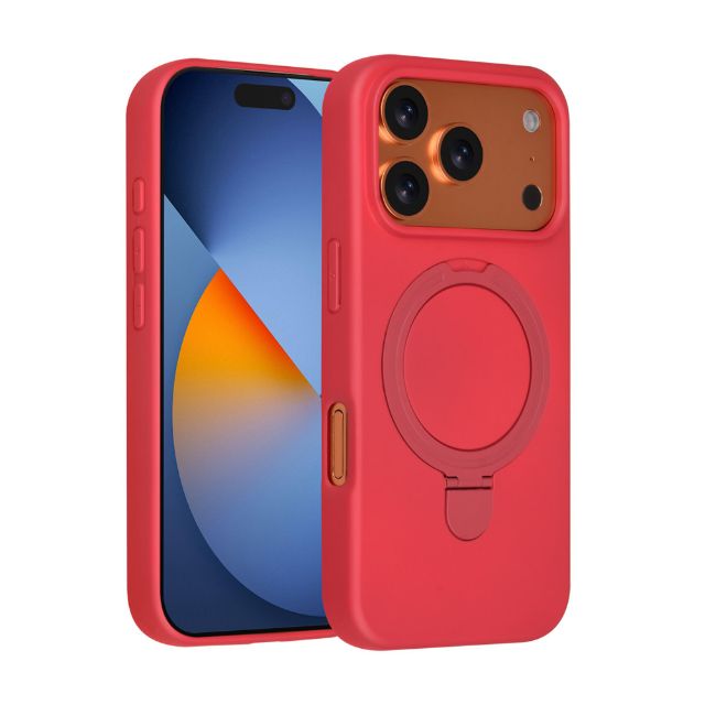 iPhone 17 Pro Backcover hoesje - Magsafe With Ring Stand - Hanger - Cherry Red