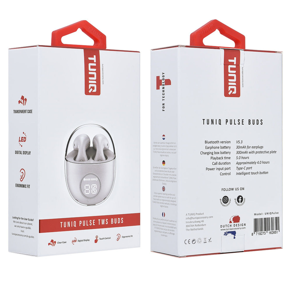 TUNIQ Pulse Wireless Oordopje - Wit