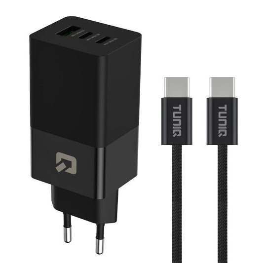 TUNIQ PD 65W - Thuislader met USB-C naar USB-C kabel - Zwart
