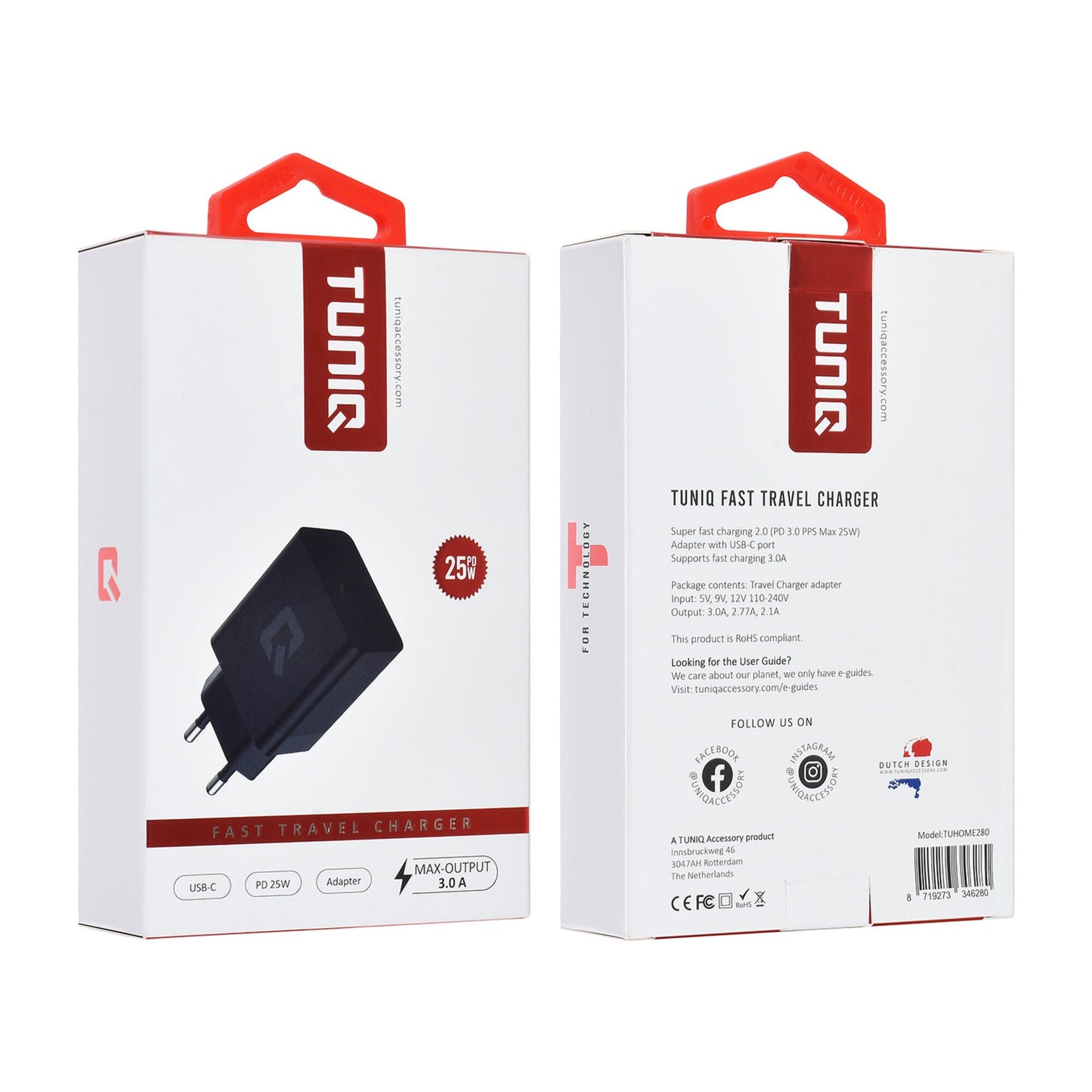 TUNIQ Snellader PD 25W Adapter - zwart