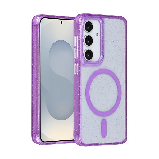 TUNIQ Galaxy S25 Backcover hoesje - Magsafe - Glitter - Hanger - Paars