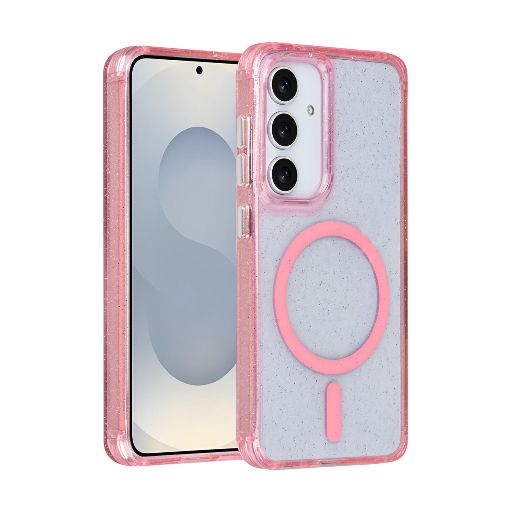 TUNIQ Galaxy S25 Backcover hoesje - Magsafe - Glitter - Hanger - Roze