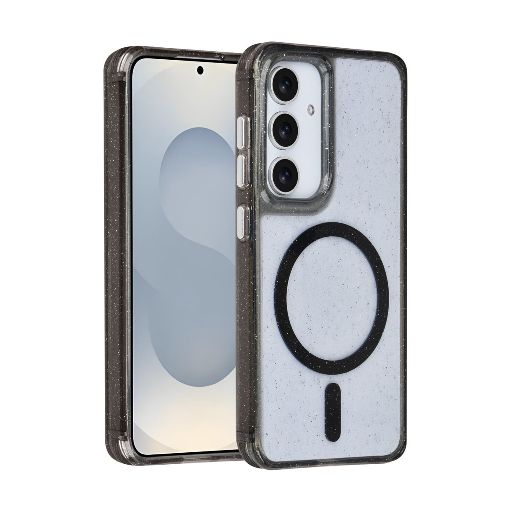 TUNIQ Galaxy S25 Backcover hoesje - Magsafe - Glitter - Hanger - Zwart