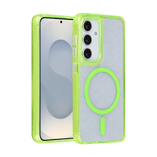 TUNIQ Galaxy S25 Backcover hoesje - Magsafe - Glitter - Hanger - Groen