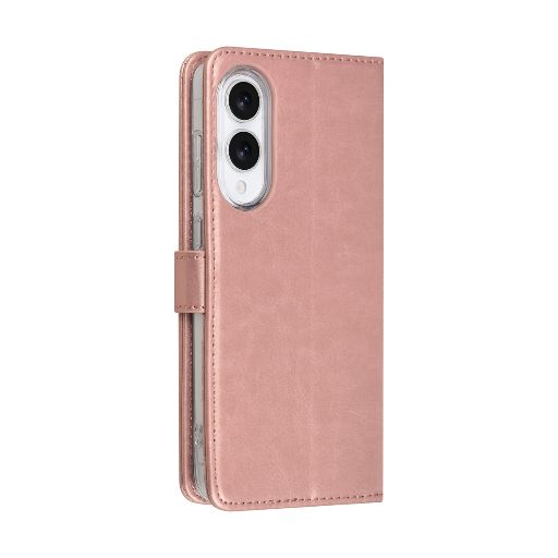 TUNIQ Galaxy S25 Edge Book Case hoesje - Pasjeshouder voor 3 pasjes - Magneetsluiting - Hanger - Rose Gold