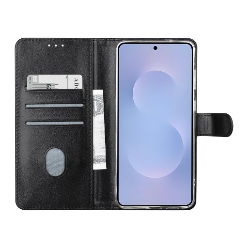 TUNIQ Galaxy S25 Edge Book Case hoesje - Pasjeshouder voor 3 pasjes - Magneetsluiting - Hanger - Zwart