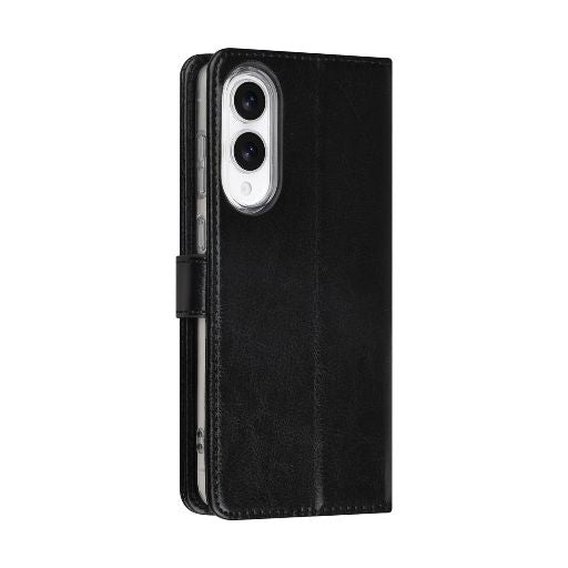 TUNIQ Galaxy S25 Edge Book Case hoesje - Pasjeshouder voor 3 pasjes - Magneetsluiting - Hanger - Zwart