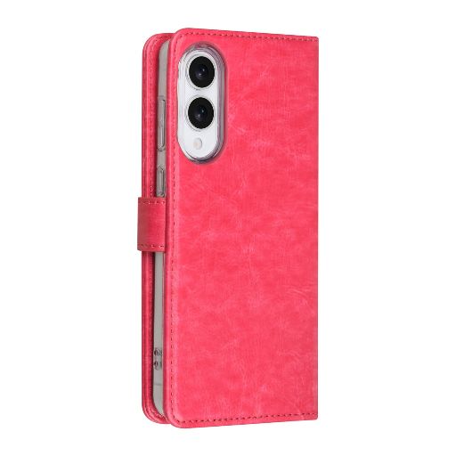 TUNIQ Galaxy S25 Edge Book Case hoesje - Pasjeshouder voor 3 pasjes - Magneetsluiting - Hanger - Felroze