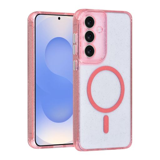 TUNIQ Galaxy S25 FE Backcover hoesje - Magsafe - Glitter - Hanger - Roze