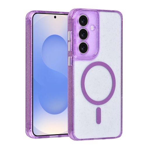 TUNIQ Galaxy S25 FE Backcover hoesje - Magsafe - Glitter - Hanger - Paars