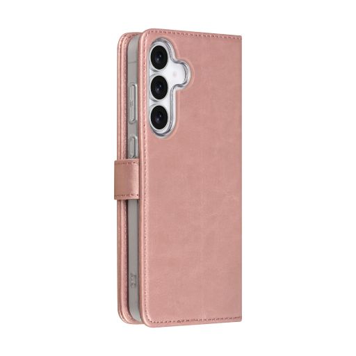 TUNIQ Galaxy S25 FE Book Case hoesje - Pasjeshouder voor 3 pasjes - Magneetsluiting - Hanger - Rose Gold