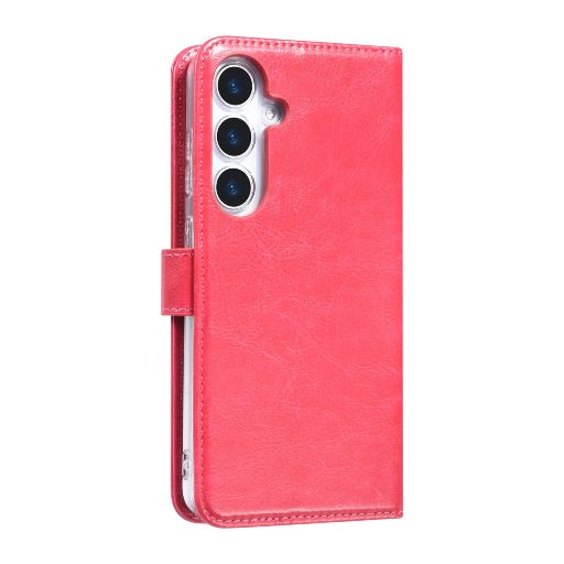 TUNIQ Galaxy S25 Book Case hoesje - Pasjeshouder voor 3 pasjes - Hanger - Felroze