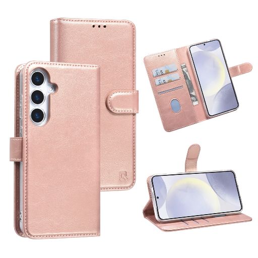 TUNIQ Galaxy S25 Plus Book Case hoesje - Pasjeshouder voor 3 pasjes - Magneetsluiting - Hanger - Rose Gold