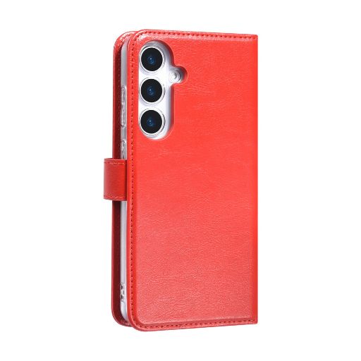 TUNIQ Galaxy S25 Plus Book Case hoesje - Pasjeshouder voor 3 pasjes - Magneetsluiting - Hanger - Rood TUNIQ