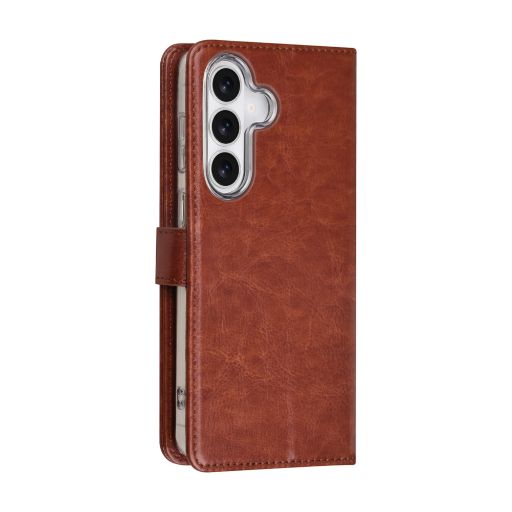 TUNIQ Galaxy S26 Plus Book Case hoesje - Pasjeshouder voor 3 pasjes - Magneetsluiting - Hanger - Bruin