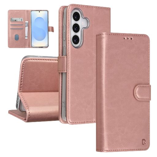 TUNIQ Galaxy S26 Plus Book Case hoesje - Pasjeshouder voor 3 pasjes - Magneetsluiting - Hanger - Roze Goud