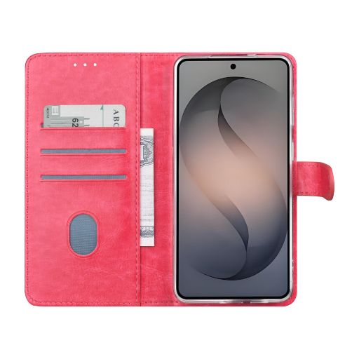 TUNIQ Galaxy S26 Plus Book Case hoesje - Pasjeshouder voor 3 pasjes - Magneetsluiting - Hanger - Felroze