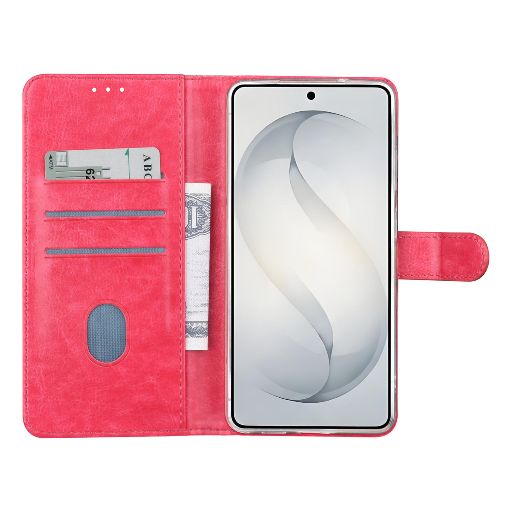 TUNIQ Galaxy S26 Ultra Book Case hoesje - Pasjeshouder voor 3 pasjes - Magneetsluiting - Hanger - Felroze