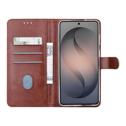 TUNIQ Galaxy S26 Ultra Book Case hoesje - Pasjeshouder voor 3 pasjes - Magneetsluiting - Hanger - Bruin