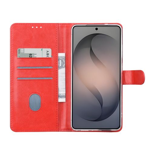 TUNIQ Galaxy S26 Ultra Book Case hoesje - Pasjeshouder voor 3 pasjes - Magneetsluiting - Hanger - Rood