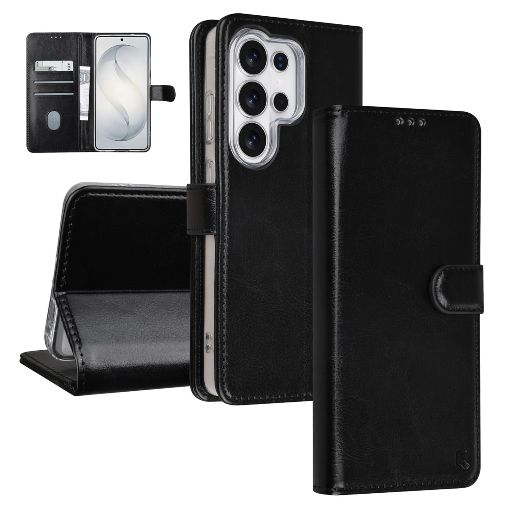 TUNIQ Galaxy S26 Ultra Book Case hoesje - Pasjeshouder voor 3 pasjes - Magneetsluiting - Hanger - Zwart
