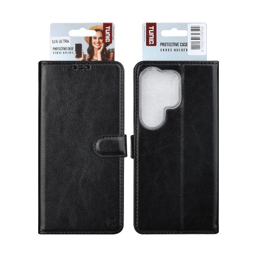 TUNIQ Galaxy S26 Ultra Book Case hoesje - Pasjeshouder voor 3 pasjes - Magneetsluiting - Hanger - Zwart