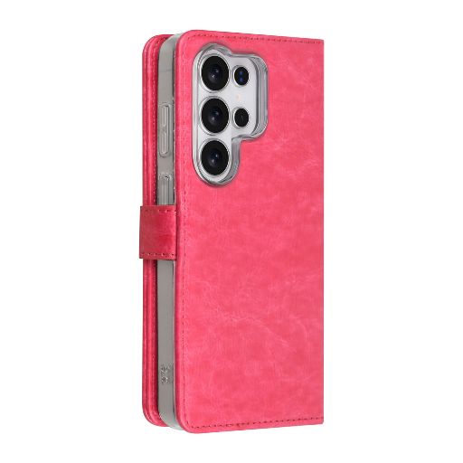 TUNIQ Galaxy S26 Ultra Book Case hoesje - Pasjeshouder voor 3 pasjes - Magneetsluiting - Hanger - Felroze