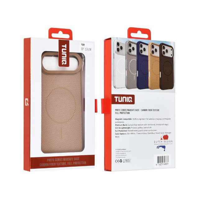 iPhone 17 Air Backcover hoesje - Magsafe - Carbon Fiber - Shockproof - Goud