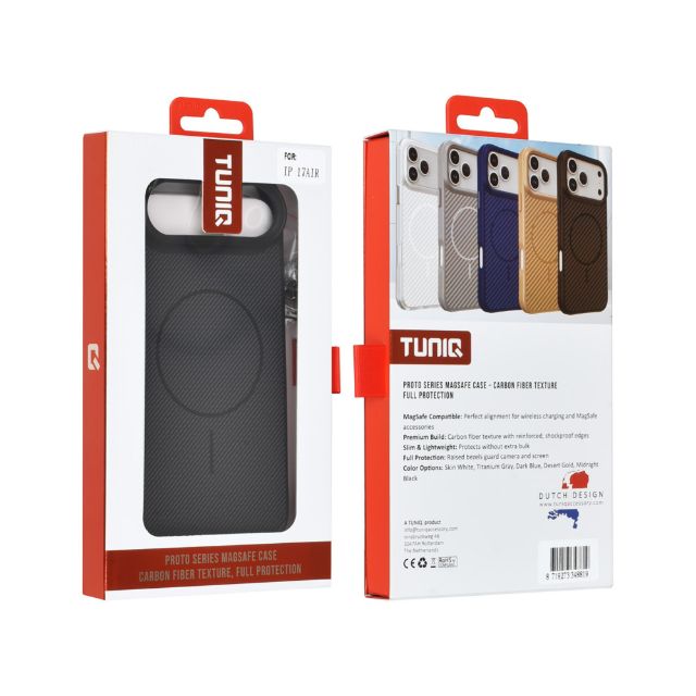 iPhone 17 Air Backcover hoesje - Magsafe - Carbon Fiber - Shockproof - Zwart