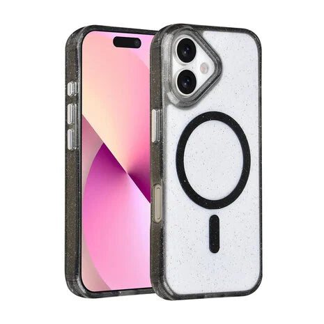 iPhone 17 Backcover hoesje - Magsafe - Glitter - Hanger - Zwart